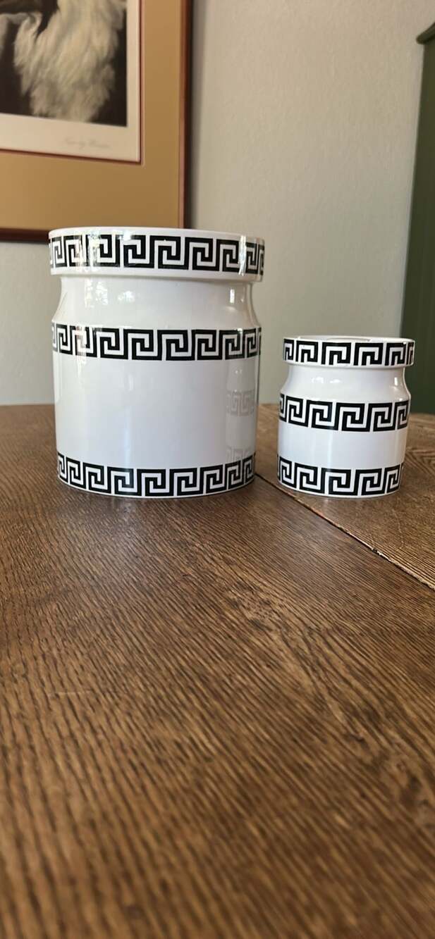 Portmeirion Greek Key Storage Jar Set White Black